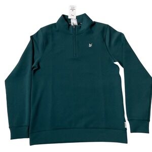 PUMA GOLF REIGNING CHAMP Mens S Green Excellence Quarter Zip Pullover 18.5x27